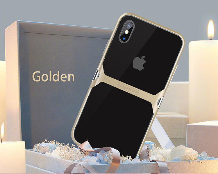 Crystal Case By Nillkin Anti-Shocks Case For iPhone X - T/Gold