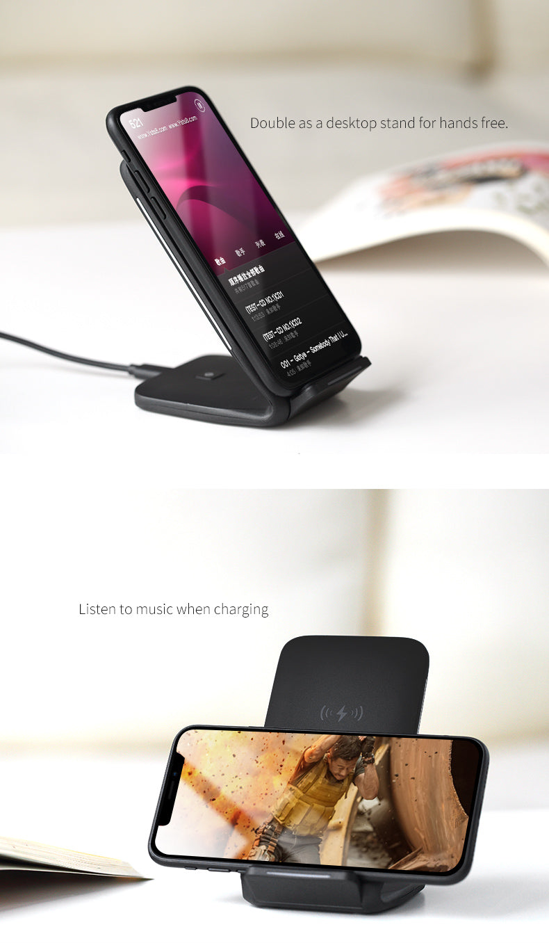 W3 Fast Wireless Charger By Rock QI Wireless Charging Phone Stand