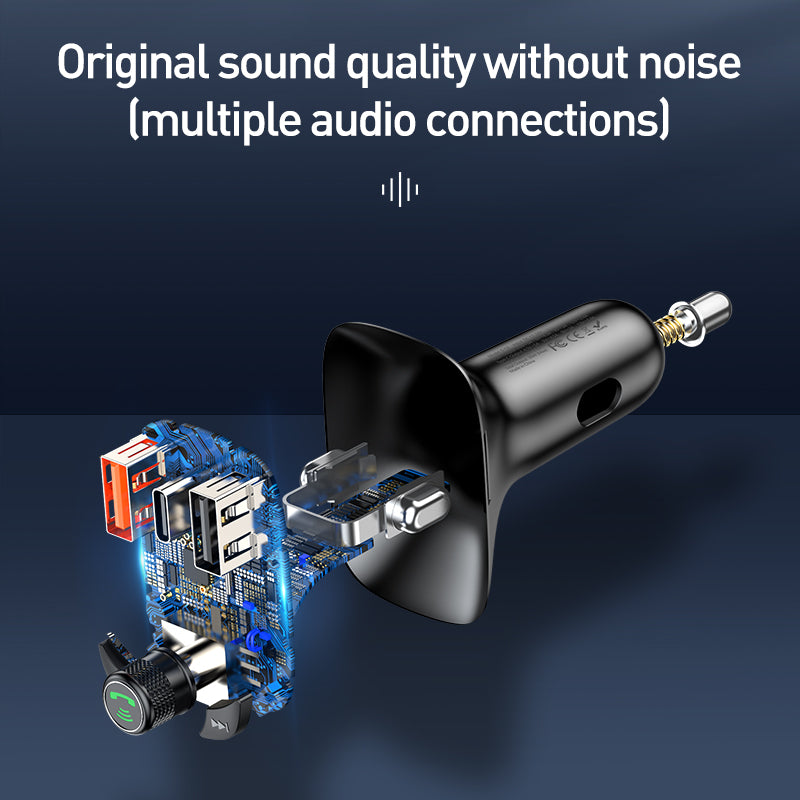 T typed شاحن سيارة بمنفذ ميمورى, راديو FM, بلوتوث, ازرار تحكم و مايك شحن سريع ( QC3 + PD )