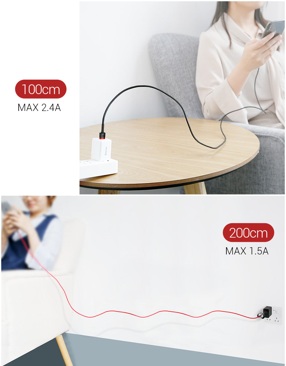 Kevlar By Baseus Strong lightning Cable USB For iPhone/iPad 2Meter Black