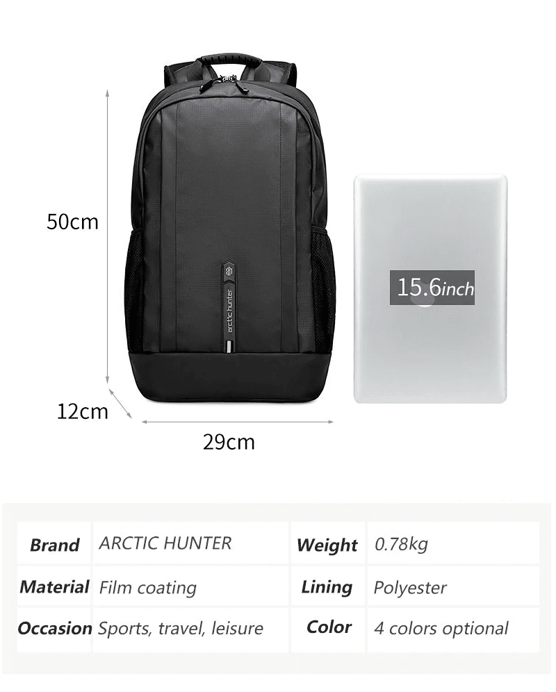 ARCTIC HUNTER B00386 Laptop Backpack, USB Charging Port Gray