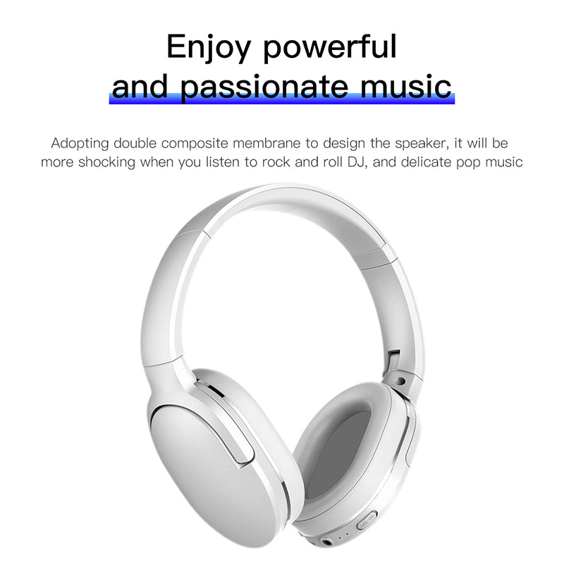 Baseus Encok D02 Wireless Headphone HQ Sound, Long Battery 25h | White