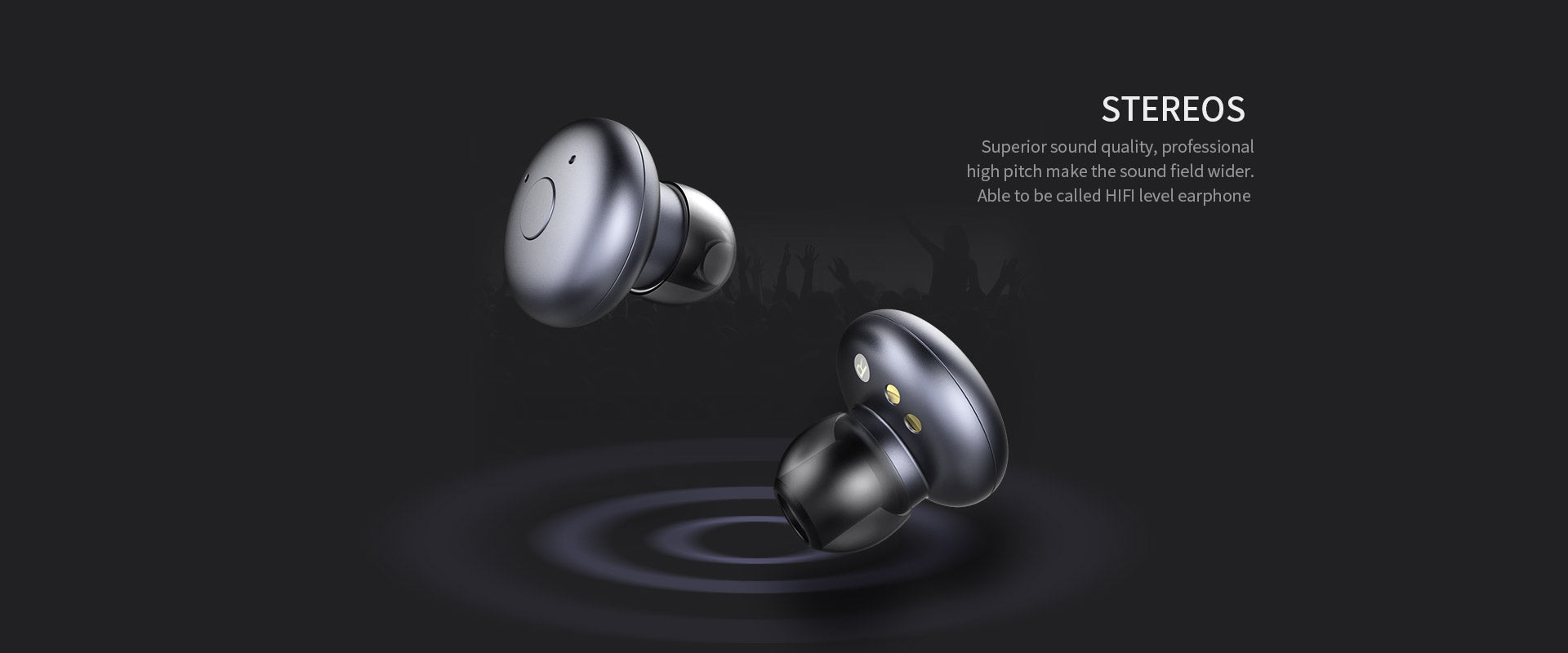 E20 By Joyroom Wireless Earphones with Mic &amp; 2200mAh Charging Case Black