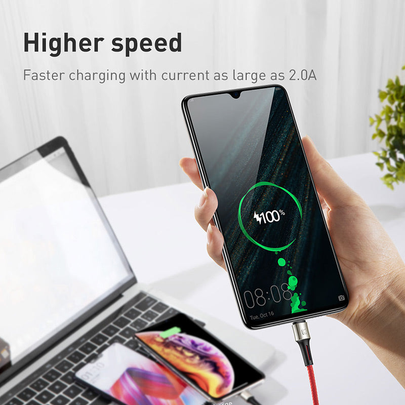 Smartkoshk Caring 3-in-1 nylon-coated cable with zinc alloy connectors for Micro, iPhone, and Type-C devices, durable and resistant.