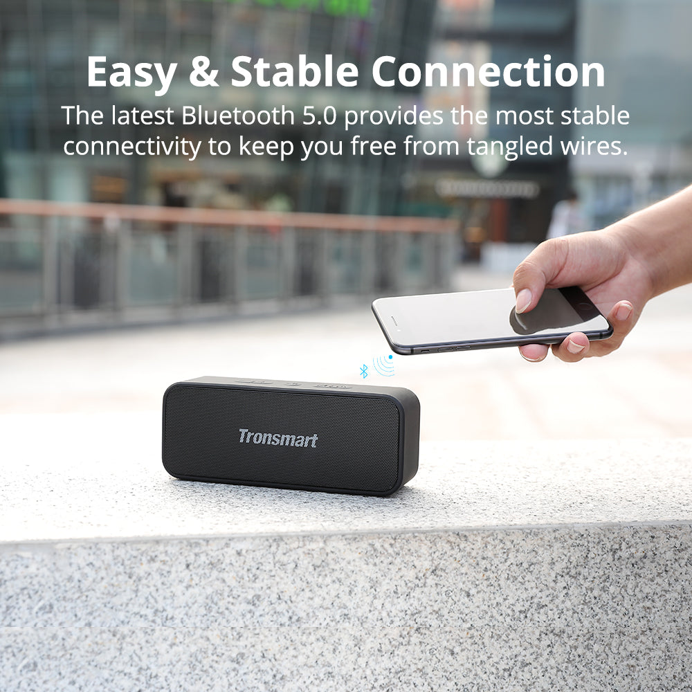 Tronsmart T2+ Deep Bass Portable Bluetooth Speaker, IPX7, 24h, BT5.0
