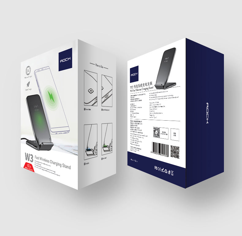 W3 Fast Wireless Charger By Rock QI Wireless Charging Phone Stand