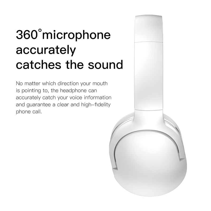Baseus Encok D02 Wireless Headphone HQ Sound, Long Battery 25h | White