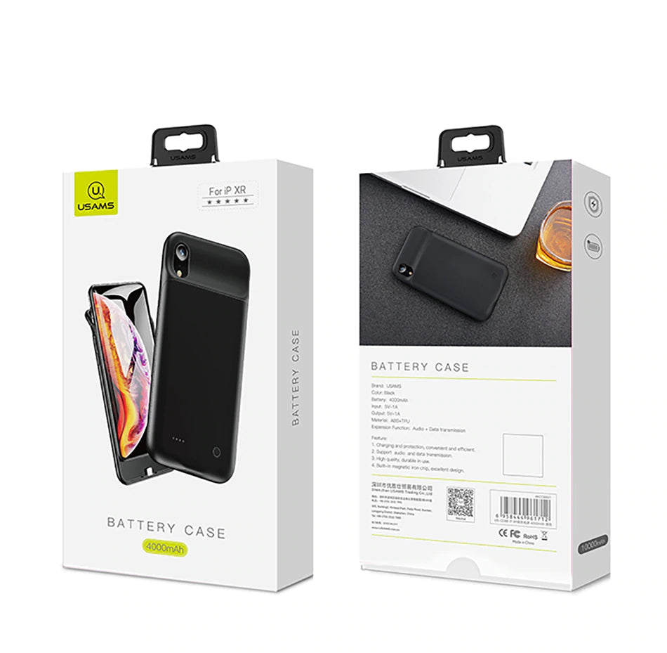 Usams 4000mAh Power Bank Case for iPhone Xs Max , Ultra Slim External Backup Battery