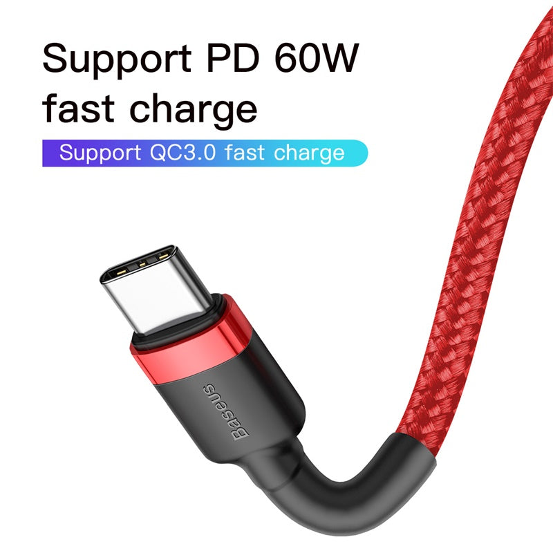 Baseus Cafule PD 60W flash charging For Type-C to C cable Red