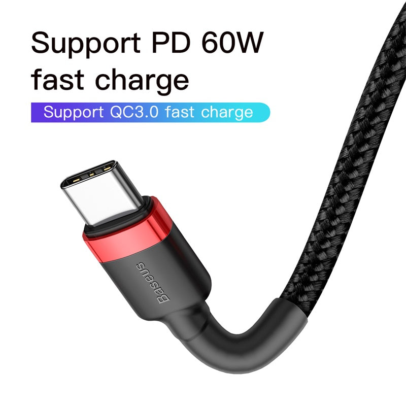 Baseus Cafule PD 60W flash charging For Type-C to C cable Black/Red