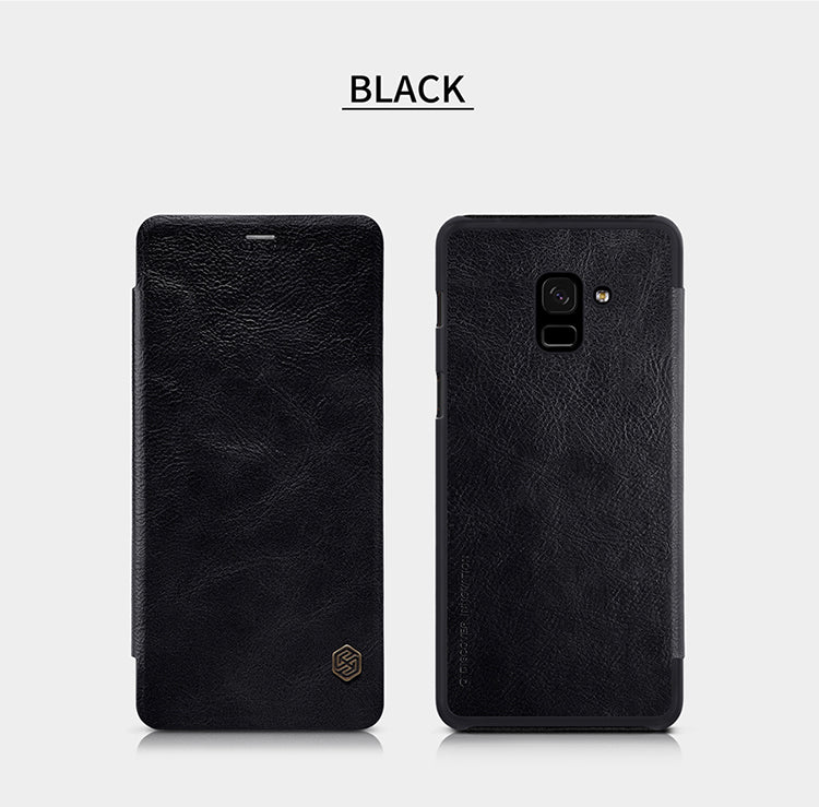 Qin Leather By Nillkin Smart Cover For Galaxy A8 - Black