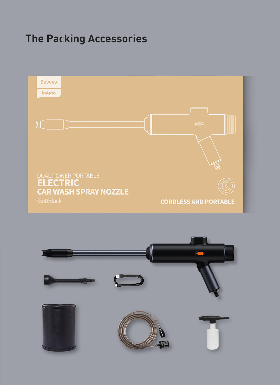 Baseus Dual Power Portable Electric Car Wash Spray Nozzle