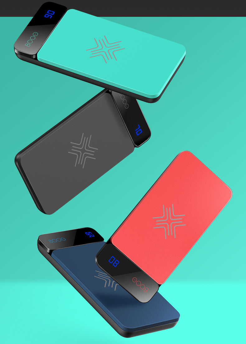 ROCK QI Wireless Charger Power Bank 8000mah with Digital Display Red