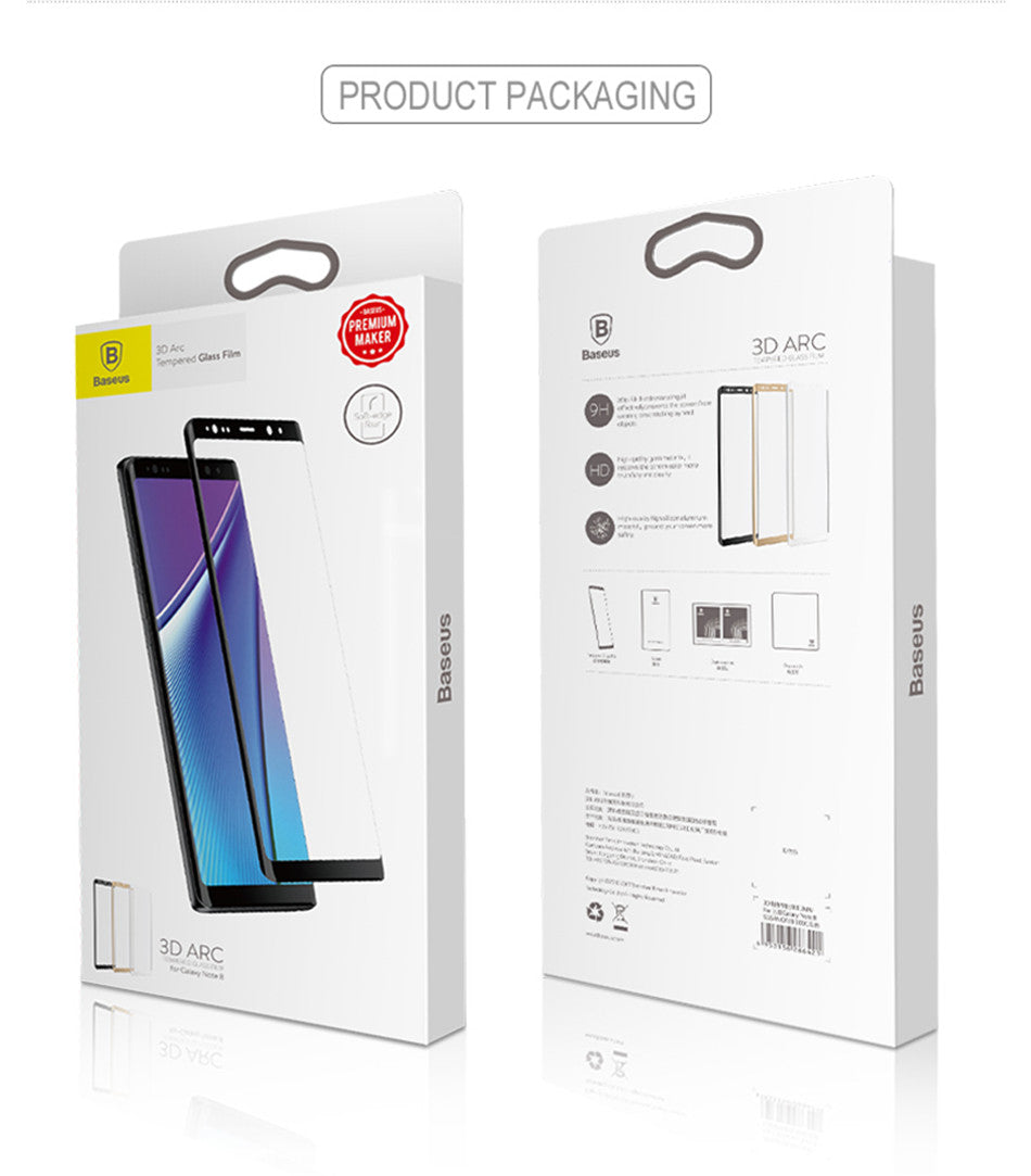 Arc-surface By Baseus 0.23mm Tempered Glass For Note 8 Black