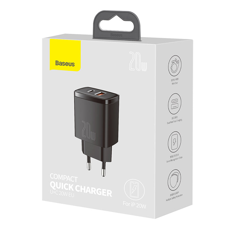 Baseus Compact Quick Charger U+C 20W EU Black