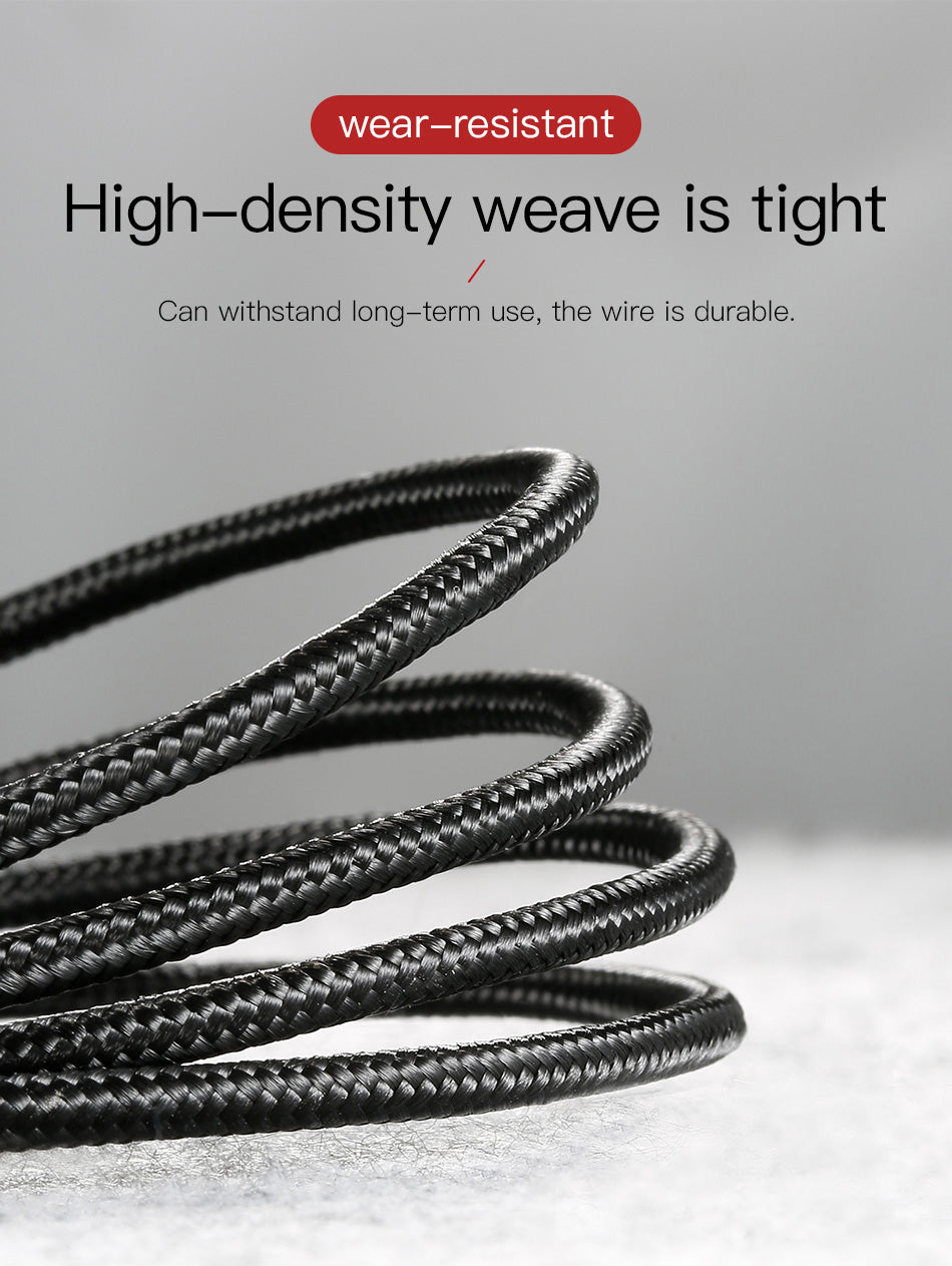 Cafule By Baseus Anti-Cut Cable, USB For Type-C QC 3.0 1M Black/Gray