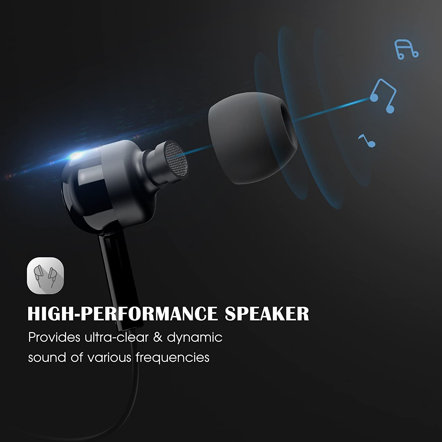 Mpow MPPA025AB Wired Earphones With Mic - Black