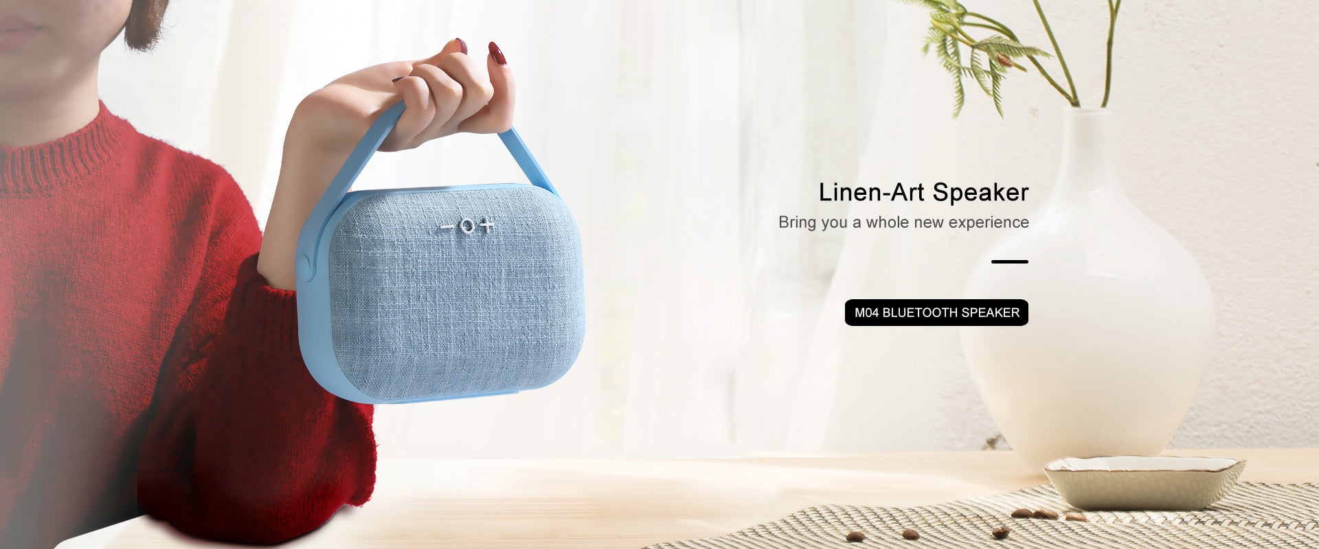 Smartkoshk M4 portable speaker with Aux port, memory card slot, and call answering feature, shown in the image.