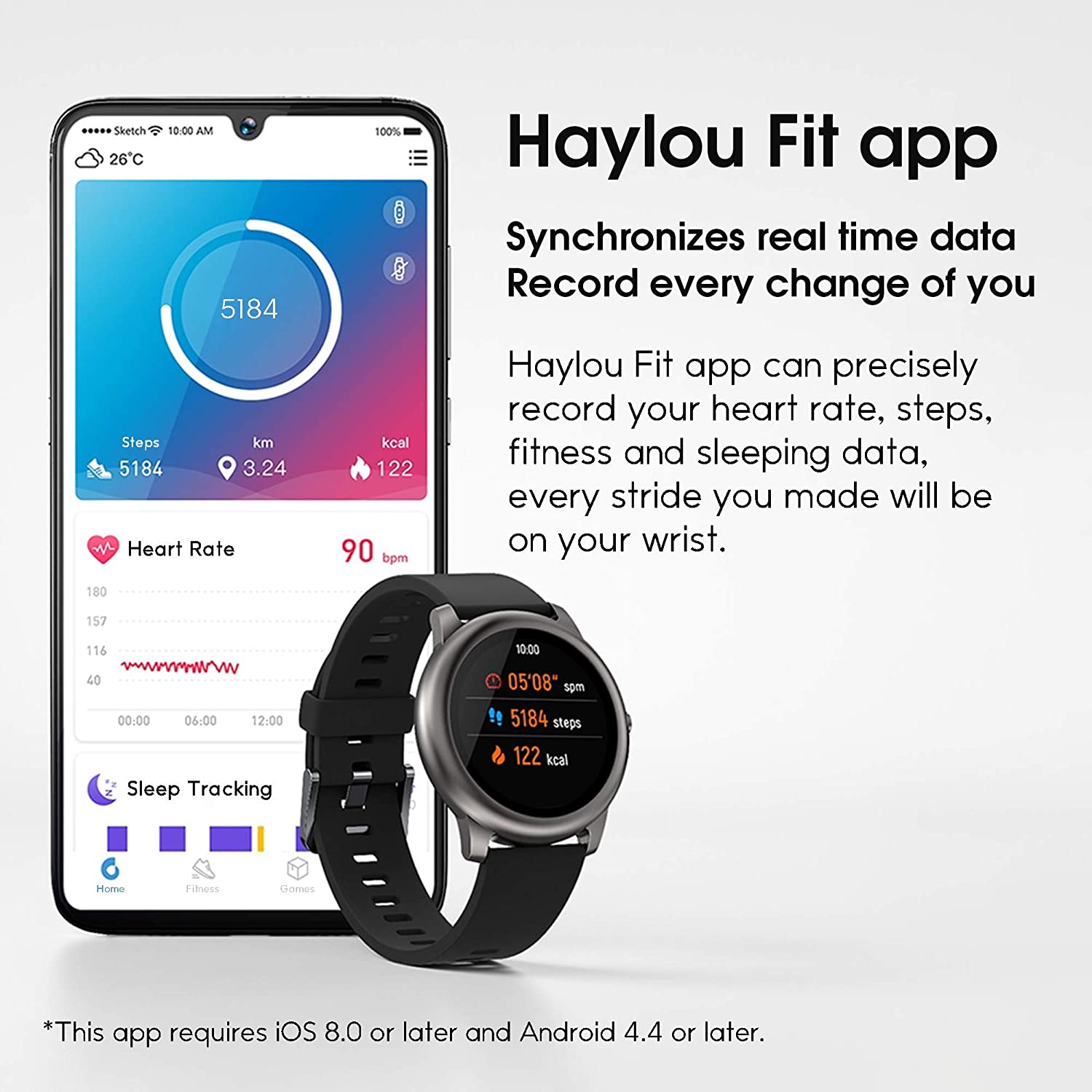 Haylou Solar LS05 Smart Watch Health and Fitness Tracker Up To 15 days - Black