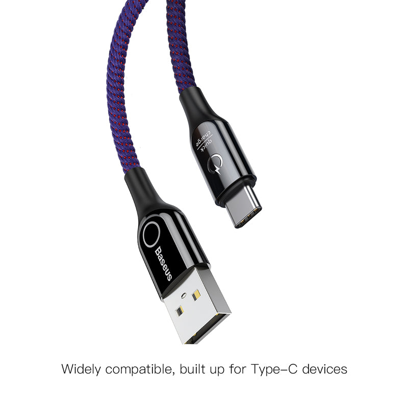 C-shaped By Baseus Light Intelligent Power-off Cable *Type C* Purple