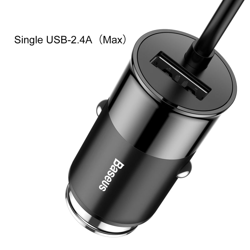 Baseus Enjoy Together black car charger with 4 USB ports and 5.5A output, designed for fast charging on the go.