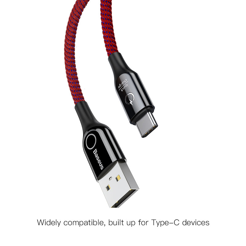 C-shaped By Baseus Light Intelligent Power-off Cable *Type C* Red