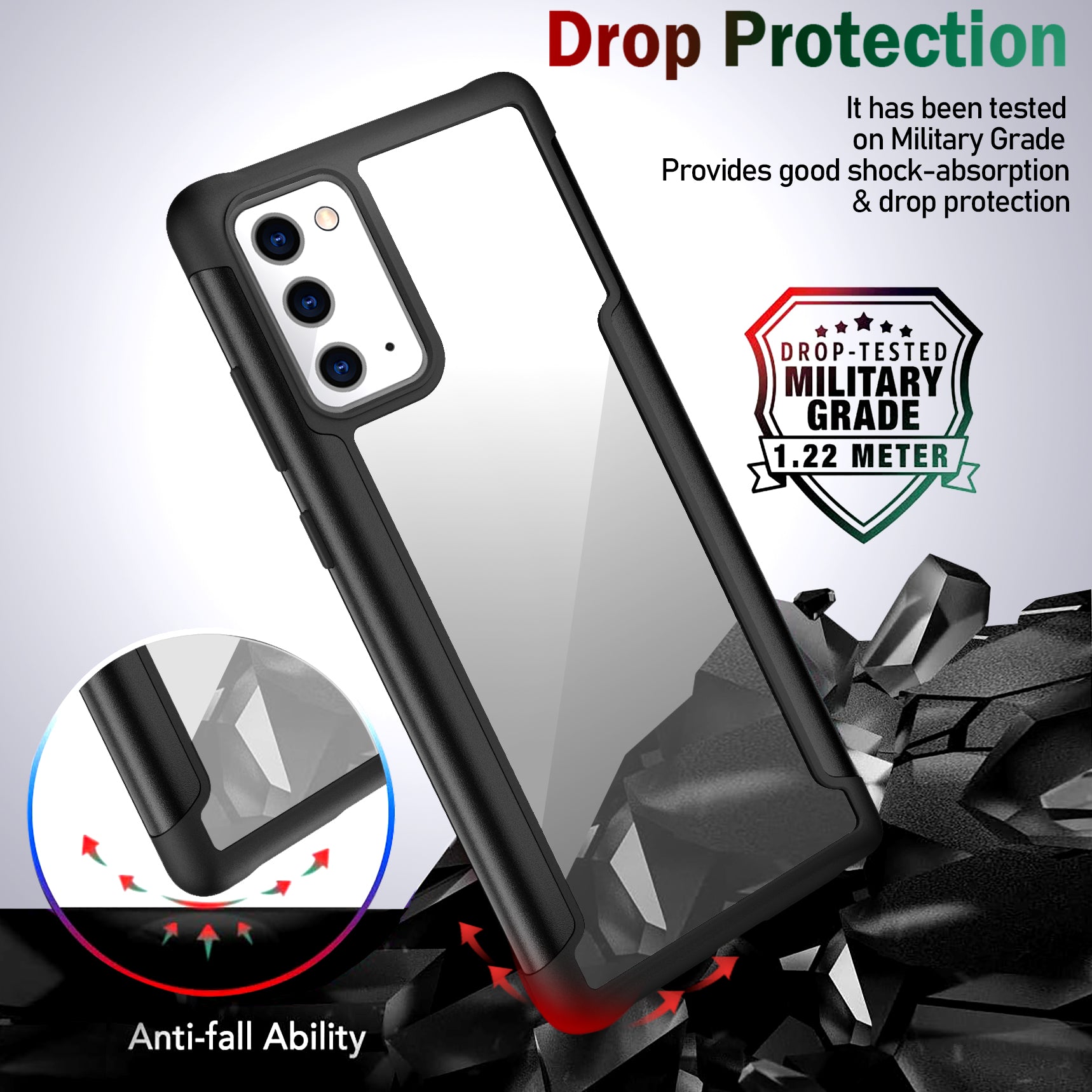 Huanmin Protection Transparent Anti-Shocks Case Note 20 Ultra