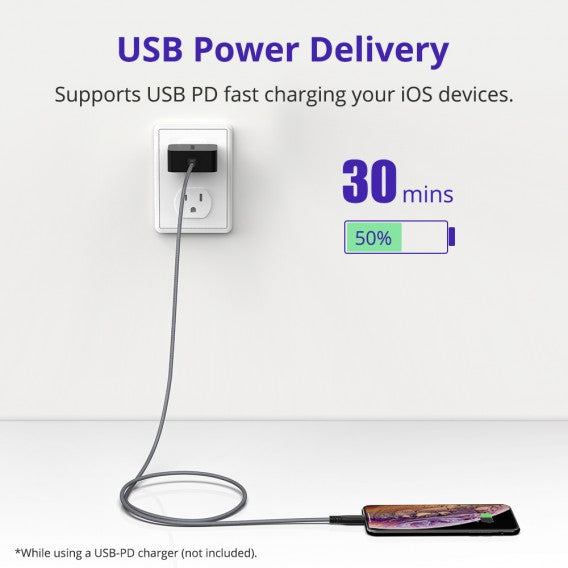 Tronsmart LCC03 Double Braided Nylon 1m USB-C to Lightning Cable