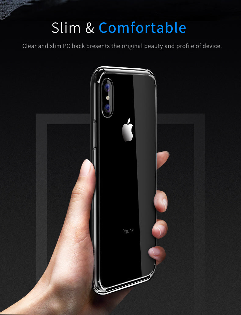 Pure Series By Rock Hard Back Case Bumper For iPhone X - Black Crystal frame