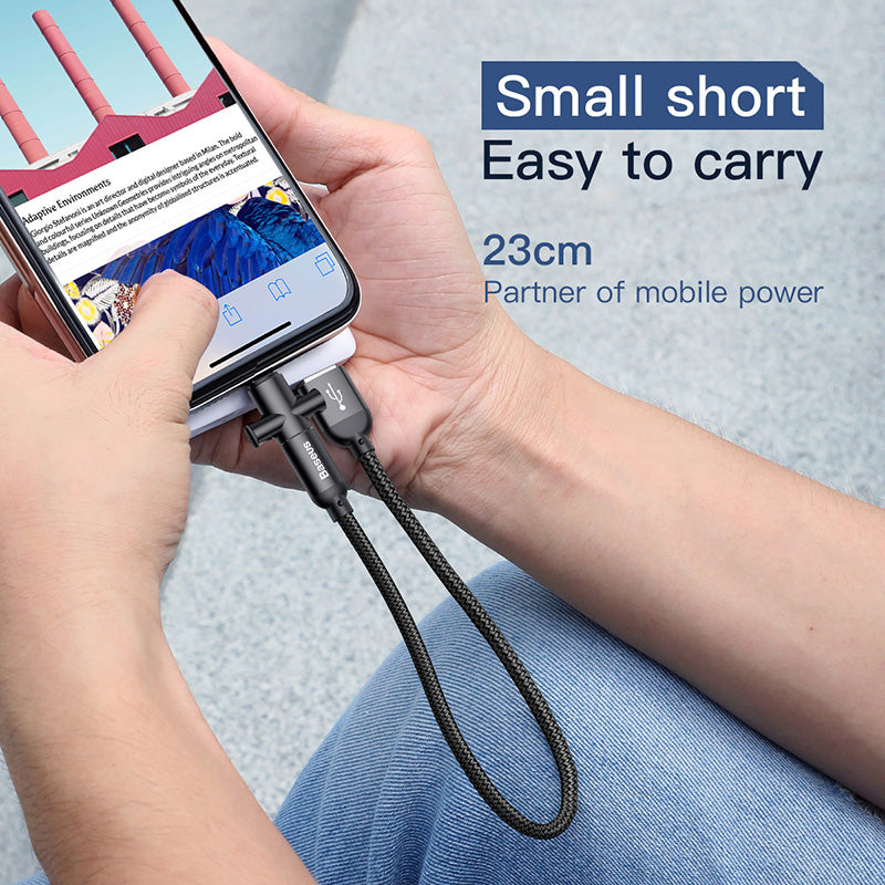 U-shaped Short PowerBank Cable 23cm For iPhone + Type C