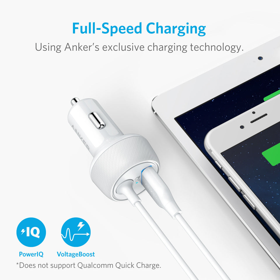Anker PowerDrive 2 Elite, Lightning Connector, White