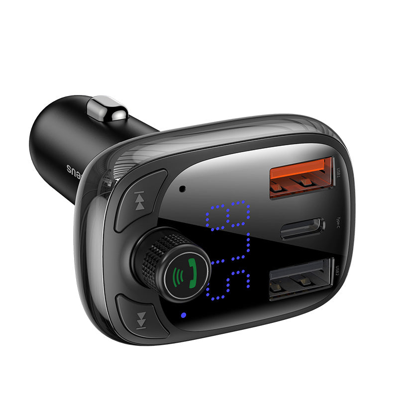 Baseus T typed Car Charger, Mic, FM, BT v5.0, MP3 Player, QC3.0 + PD