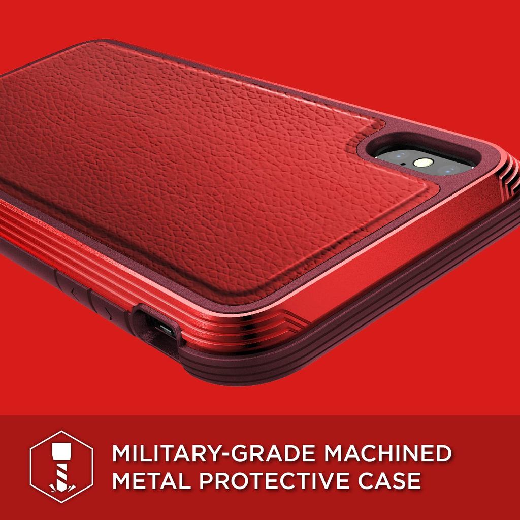 Defense Lux Leather By X-Doria For iPhone Xs Max Anti Shocks Case Up To 3M Red