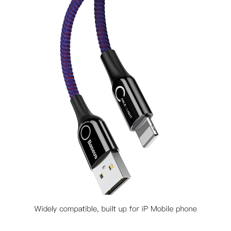 C-shaped By Baseus Light Intelligent Power-off Cable For iPhone Purple