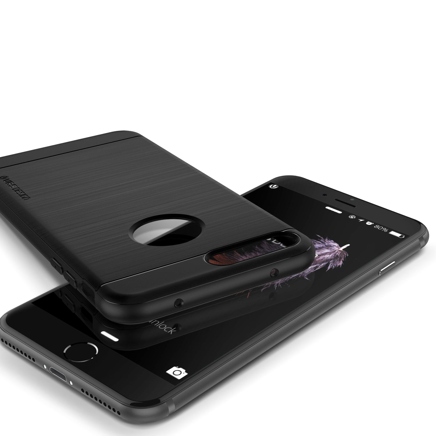 Black Simpli Fit Series case by VRS Design for iPhone 7 Plus, showcasing its slim and flexible design.
