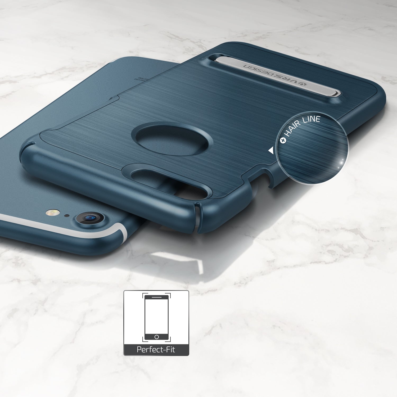 Smartkoshk Simpli Lite Series slim iPhone 7 case in blue with a hairline texture, designed for protection and style.