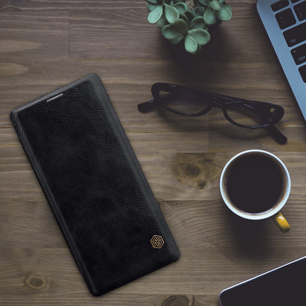 Qin Leather By Nillkin With Built-in Credit Card Slots For Note 9 – Black