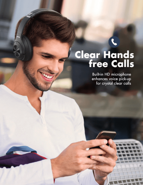 Mpow H21 Wireless Headphone With Noise Canceling ANC - Bluetooth -5 Mic For Calls - Black