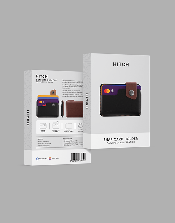 Hitch natural genuine leather snap cardholder wallet with multiple card slots and a sleek, minimalist design.