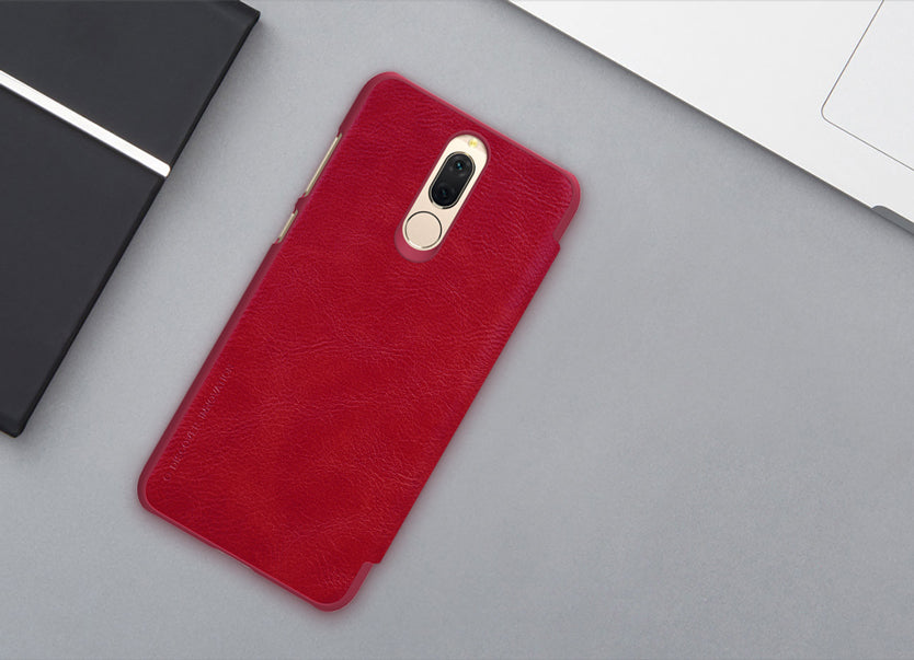 Nillkin Qin Series Slim Flip Leather Wallet Cover Built-in Credit Card Slots For huawei mate 10 lite - Red