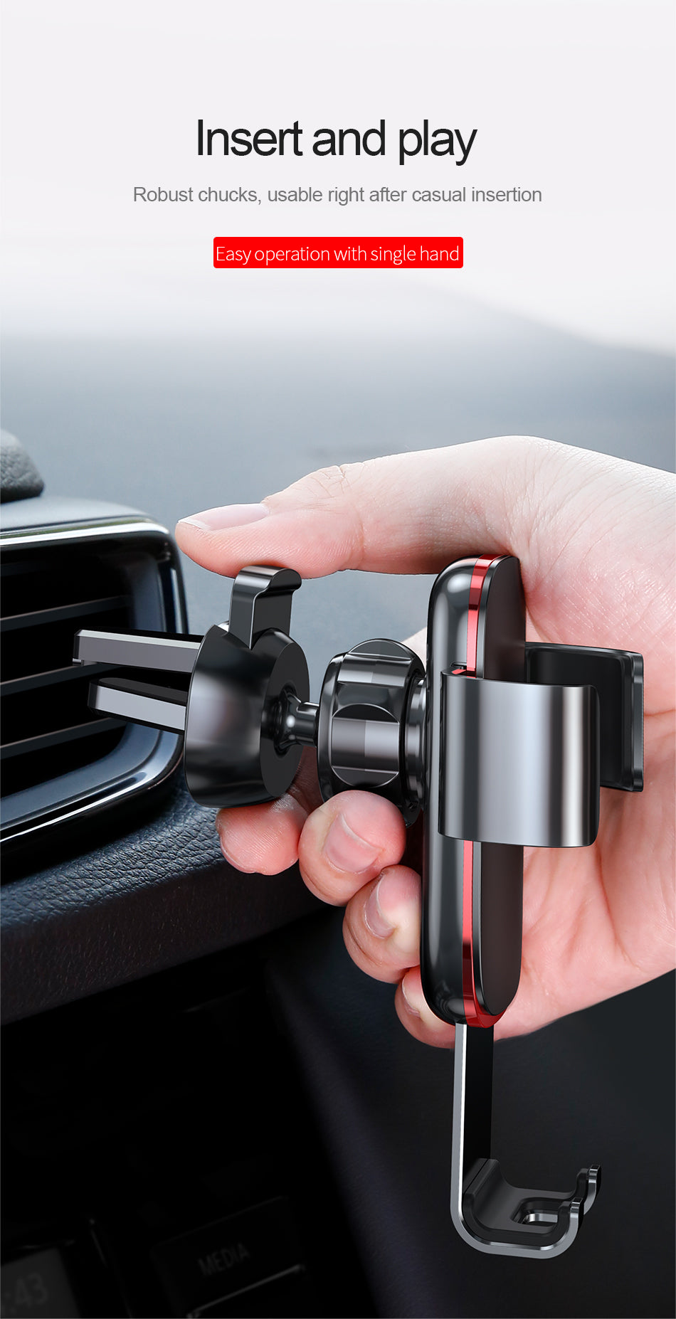 Baseus Metal Age Gravity Car Moun Air Outlet Version Silver