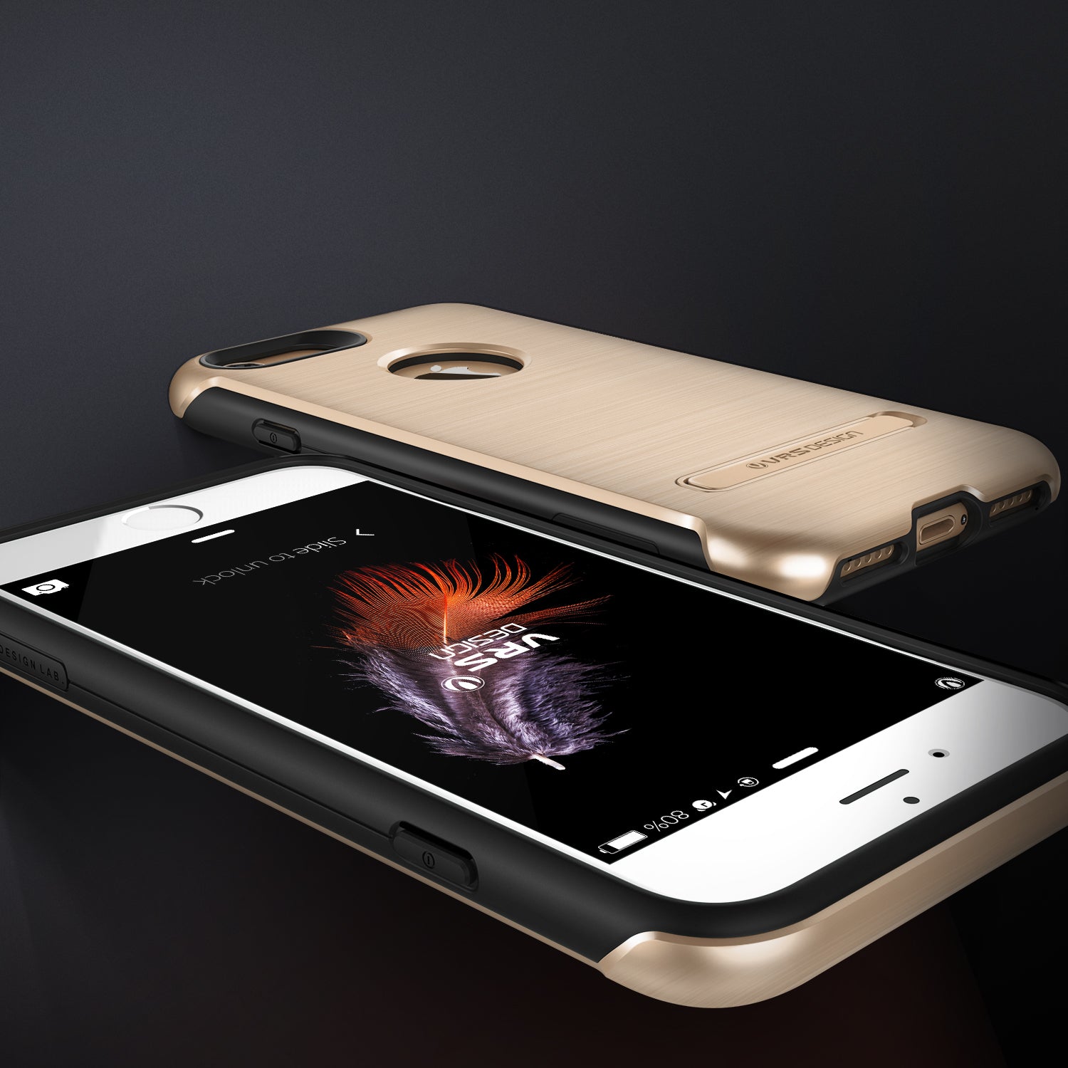 Smartkoshk DUO Guard Series iPhone 7 anti-shock case in gold with dual-layer design and textured finish.