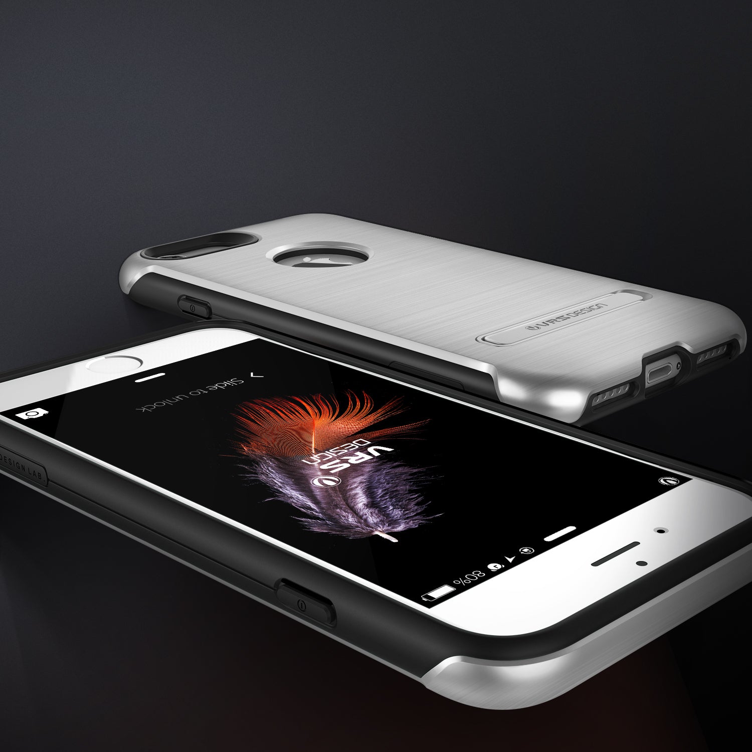 Smartkoshk DUO Guard Series iPhone 7 anti-shock case in silver with protective design and dual-layer construction.