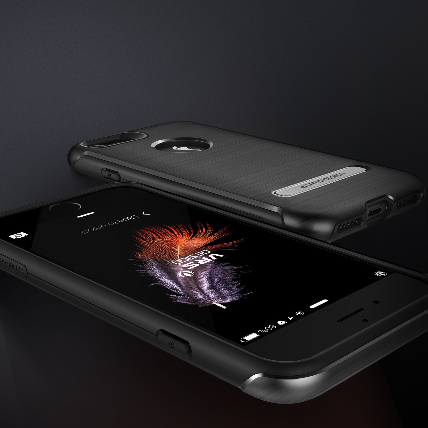 Black DUO Guard Series iPhone 7 case by Smartkoshk with anti-shock protection, featuring dual-layer design for durability.