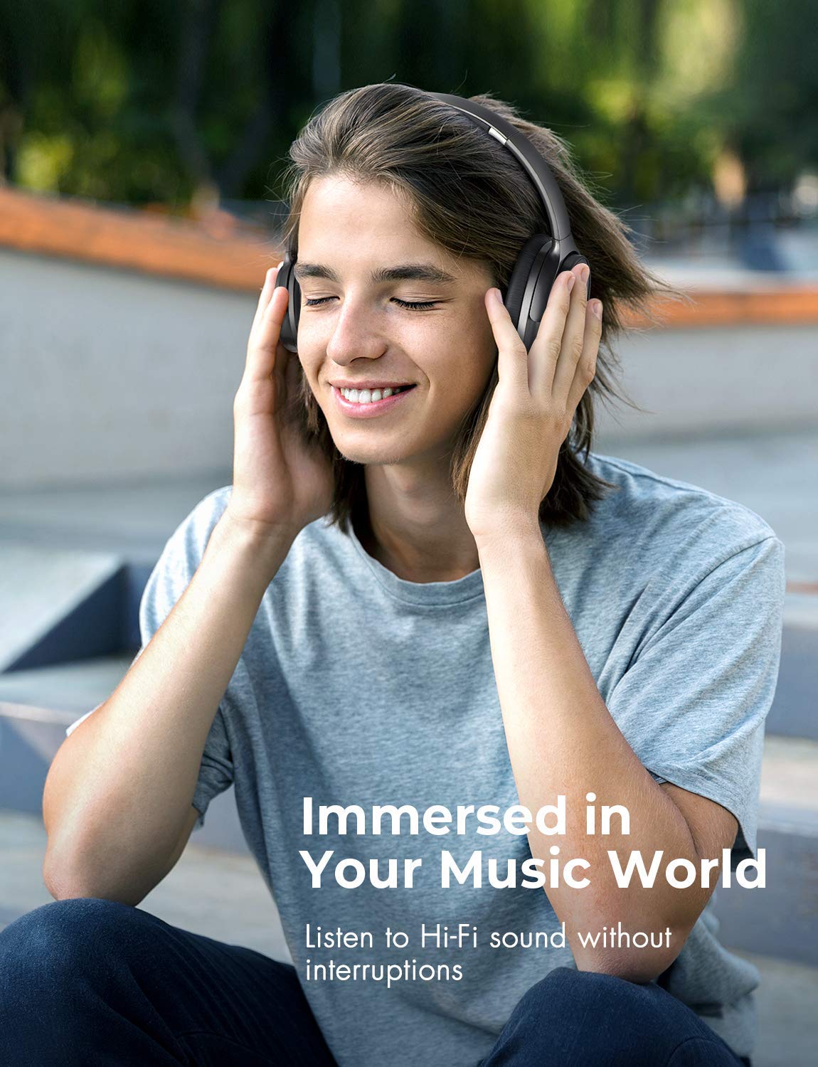 MPOW H10 Holo Active Noise-Cancelling Headphone Long Battery 30H Black