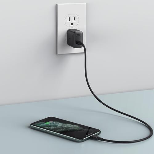 Aukey PA-F1 PD Fast Charger 18w + USB-C to C Cable + Black