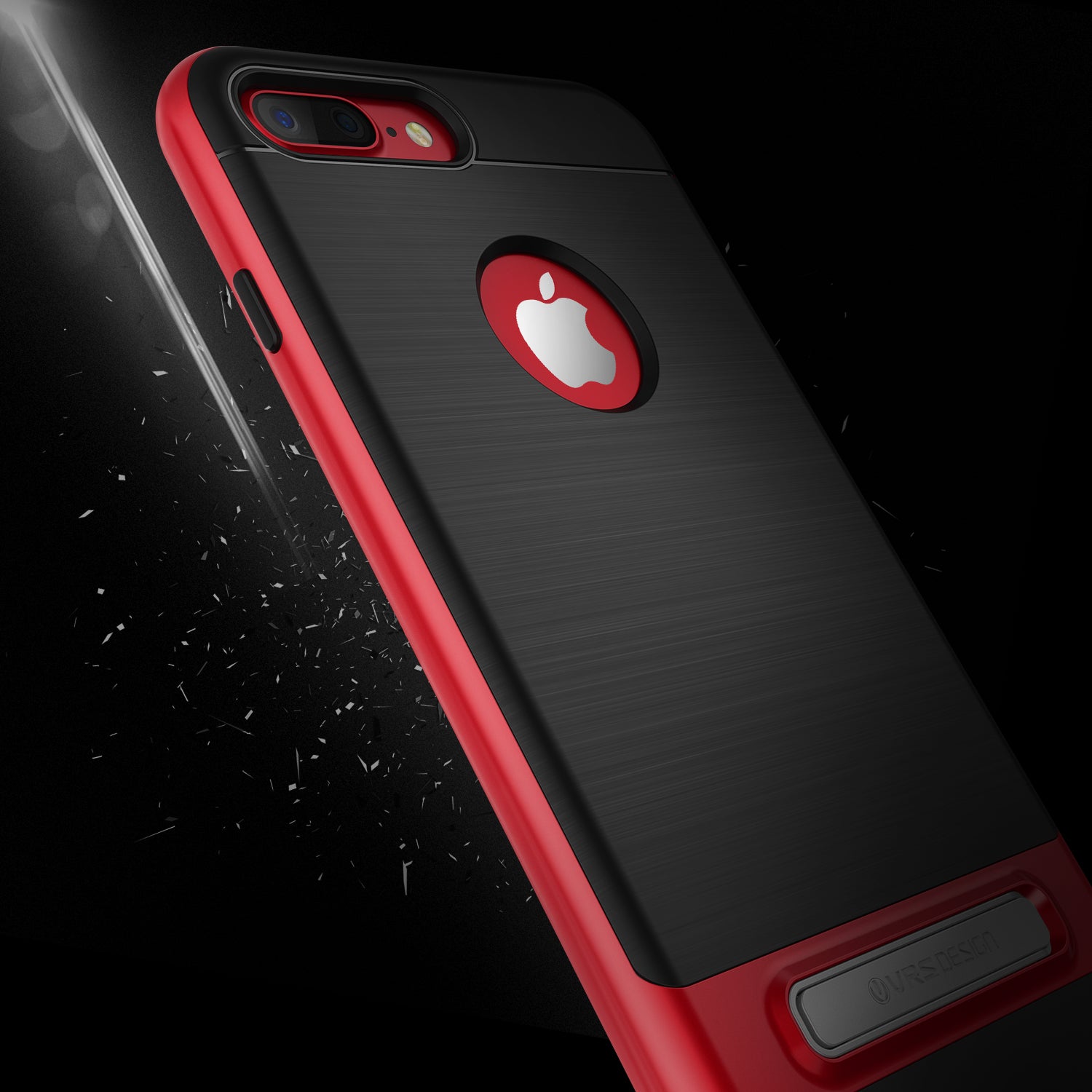 Smartkoshk High Pro Shield Series anti-shock case for iPhone 7 in black and red with a textured hairline finish.
