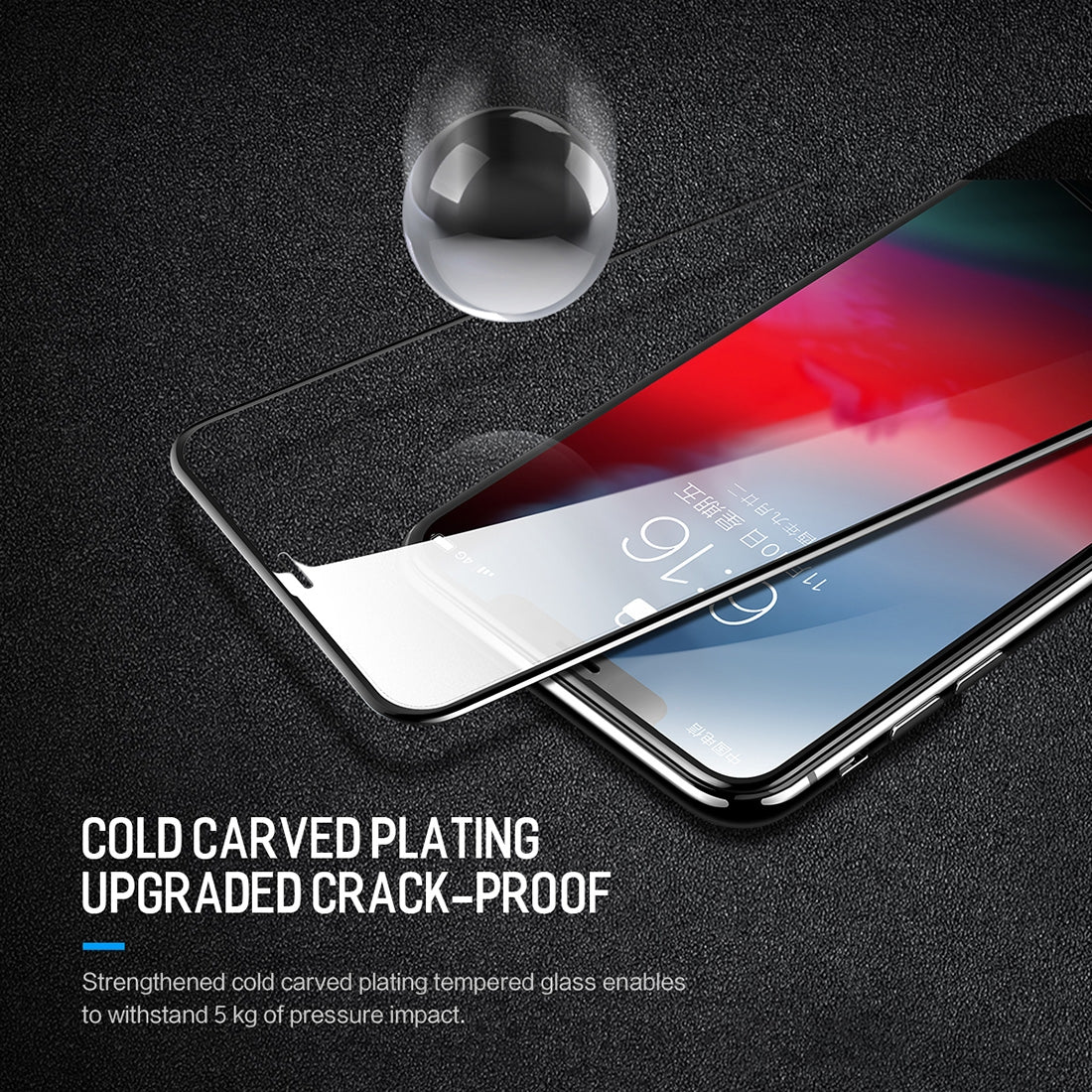 Protection Screen By Rock Full Curved Tempered Glass For iPhone Xs Max