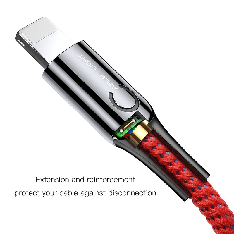C-shaped By Baseus Light Intelligent Power-off Cable For iPhone Red