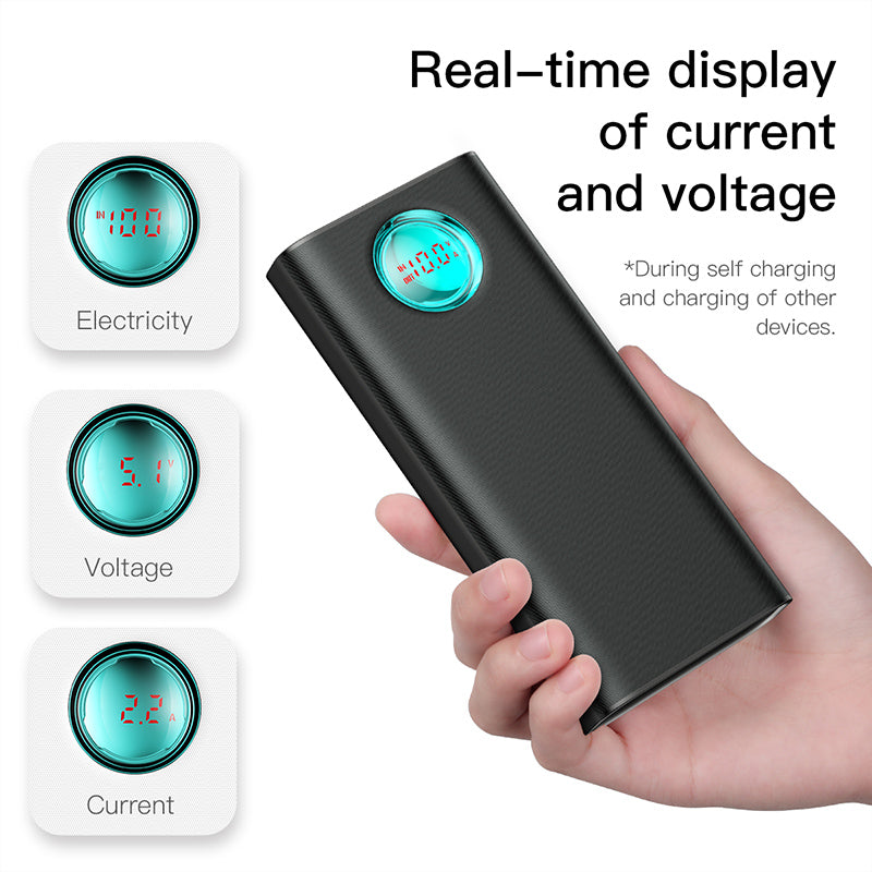 Baseus Amblight Fast Power Bank, 5 Ports (PD3.0+QC3.0) 20000mAh Black